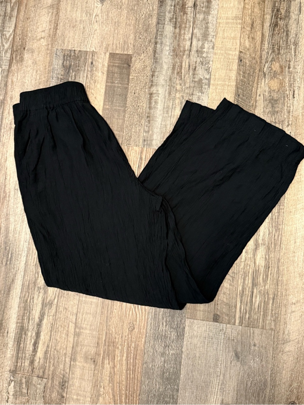 Madewell Pull-On Crinkle Black Pants Size S With Pockets Lightweight